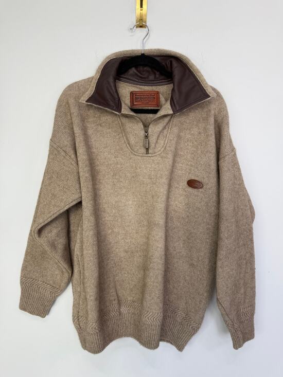 McDONALD Other - McDonald New Zealand Possum-Merino Blend quarter-zip sweater Size Large Tan